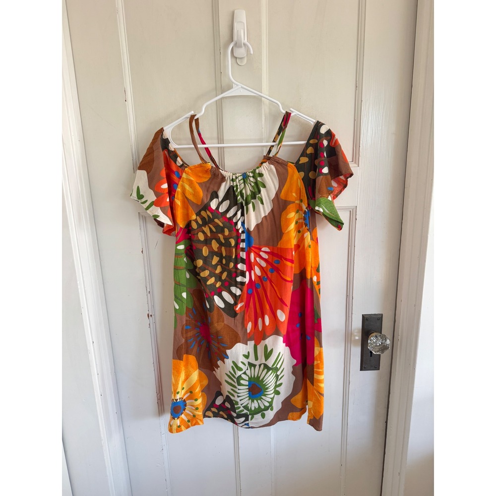 Farm Rio colorful large floral print tunic top size medium
